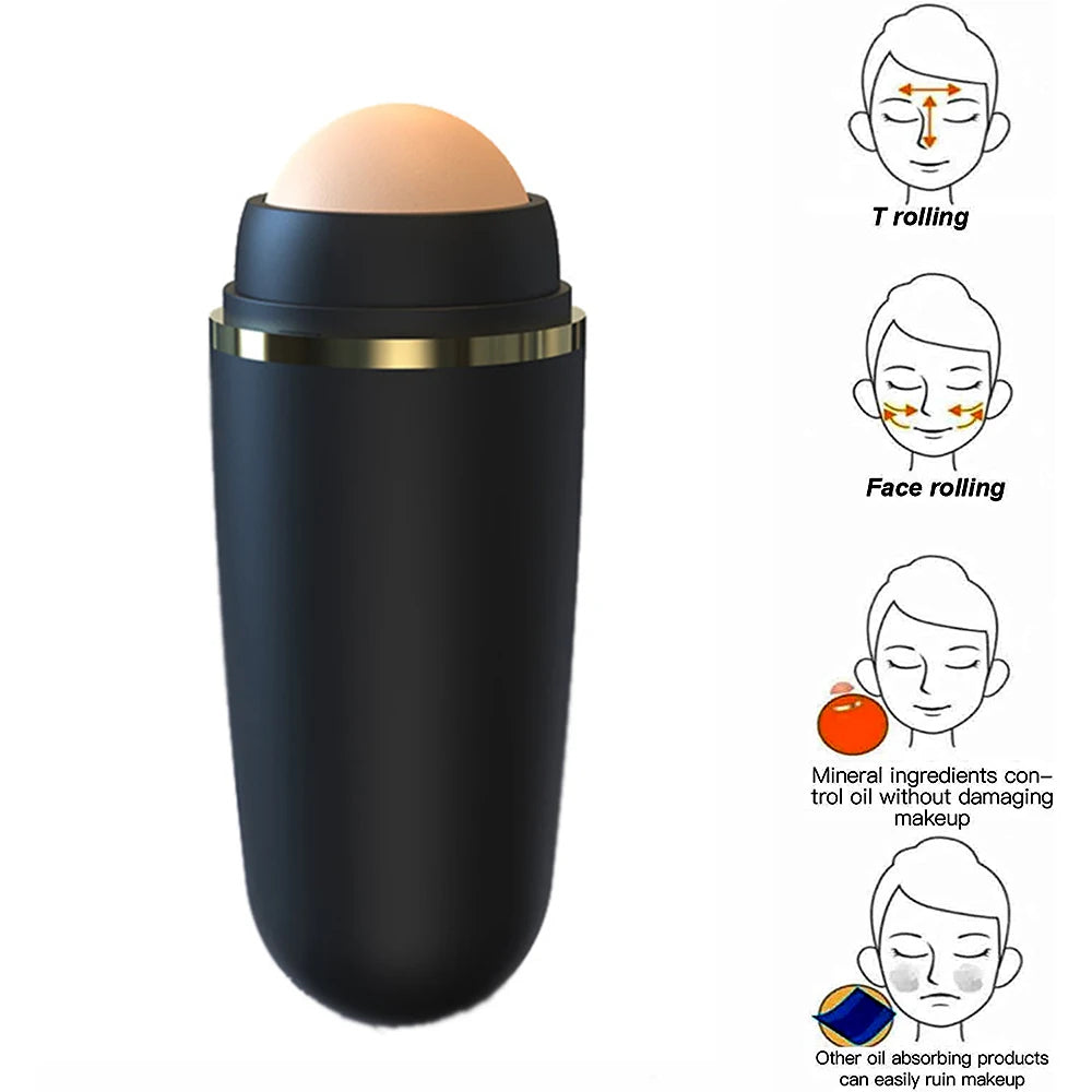 1PC Oil-absorbing Roller Volcanic Stone Facial Oil Removing Portable Skin Care Tool Beauty Stick Minimize Pores Beauty Tools Qme