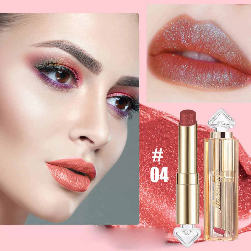 Shiny Lipstick Vibrant Colors Waterproof Sweat Resistant Non Stick Qme 04