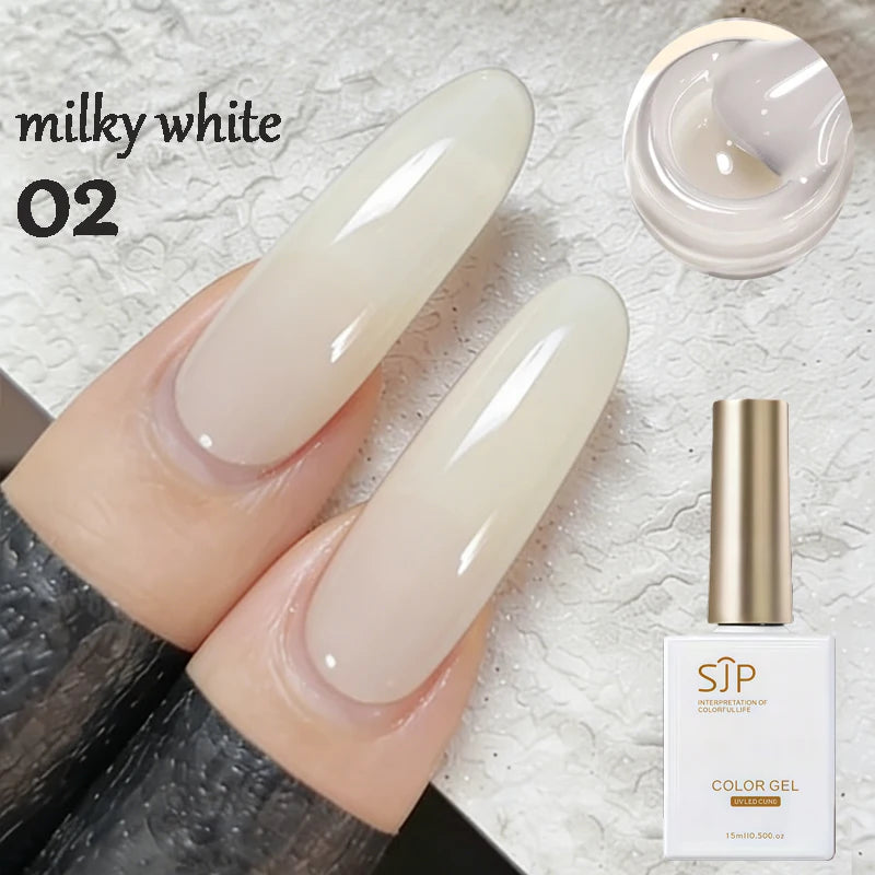1 Jelly Gel Nail Polish Crystal Brown DIY Translucent Art Permanent Qme 02