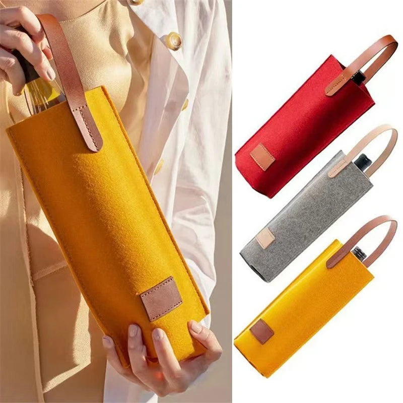Wine Cooler Lovers Wedding Bag Felt Single Bottle Insulated Tote Qme