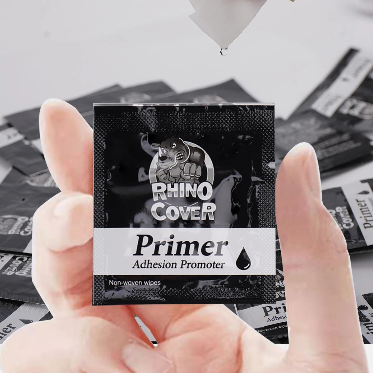 RHINO COVER Primer Adhesion Promoter Bags Non-Woven Wipes for Double Sided Adhesive Tape Enhancers Increase The Adhesion Qme