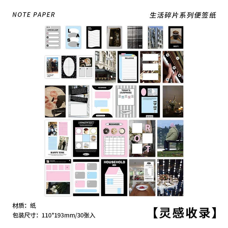 30pcs INS Daily fragments Photography style Material Paper for Junk Journal Decor DIY Scrapbooking Collage Stationery Supplies Qme 3