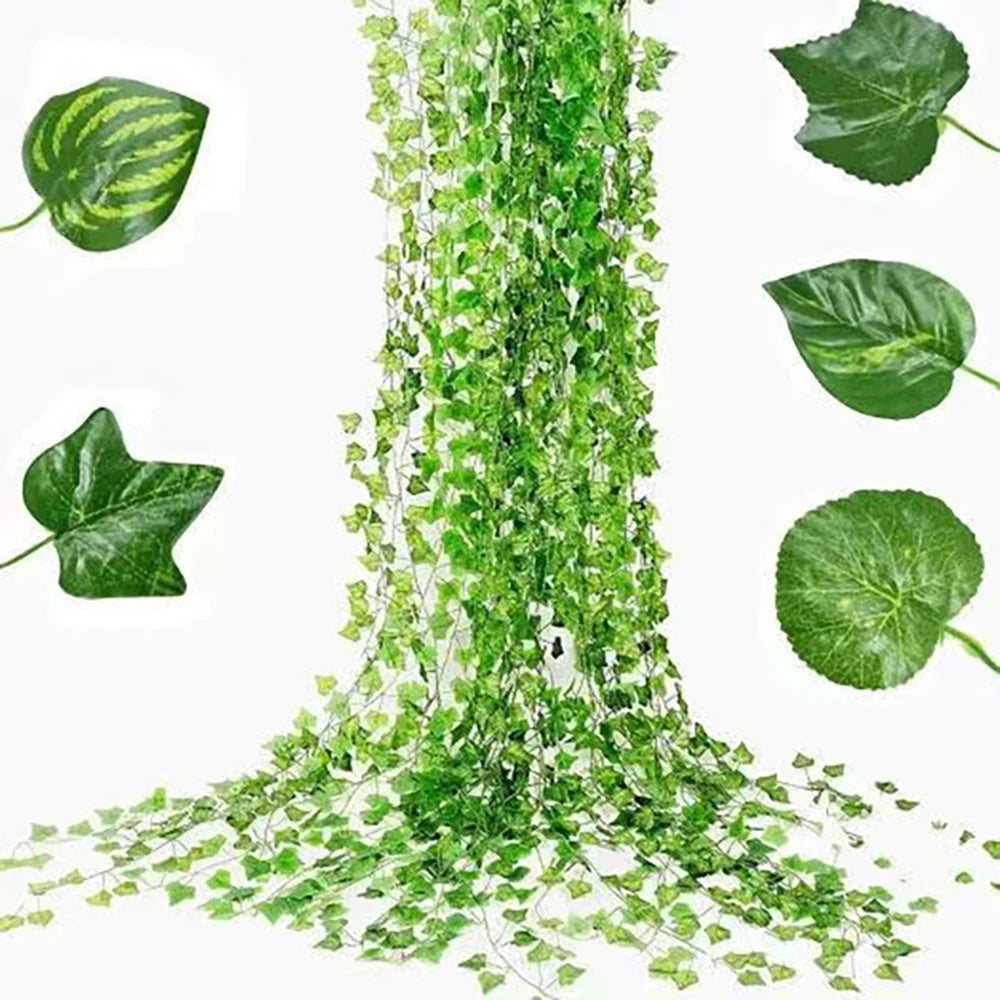 1PC Artificial Vine, Grape Leaves, Plastic Pothos Leaves, Green Plants, Ceiling Decoration, Artificial Green Leaf Vine Qme