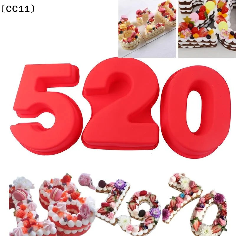 10 Inches Number Baking Moulds Large Silicone 3D Cake DIY Shape 0-9 Qme