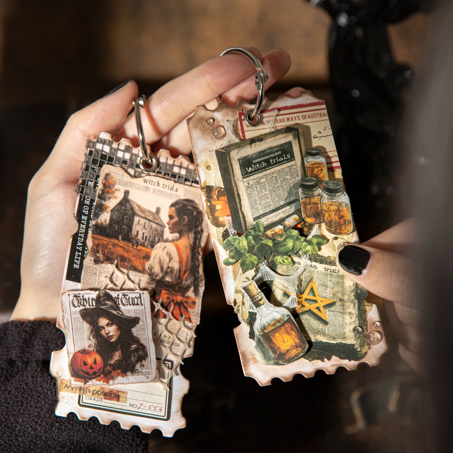 20sheets/bag Witch Newspaper Gothic Theme Stickers for DIY Scrapbooking Phone Case Decoration Birthday Gifts Teaching Rewards Qme
