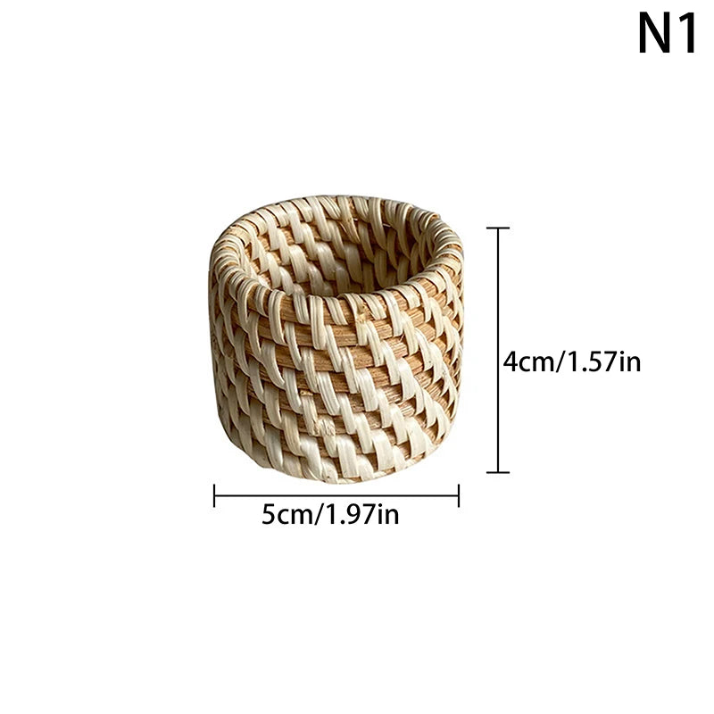 6 Woven Handmade Napkin Ring Rustic Natural Holder Table Decor Wooden Qme 1