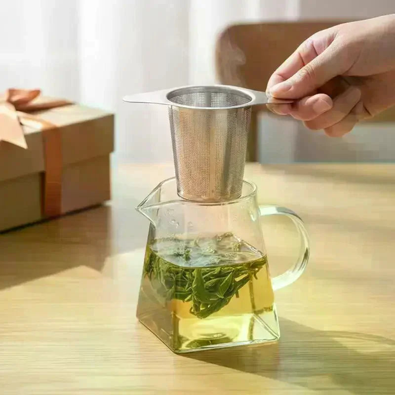 Loose Leaf Tea Infuser Stainless Steel Single/Double Handle With Lid Fine Mesh Leak Proof Hanging Coffee Filter Strainer Qme