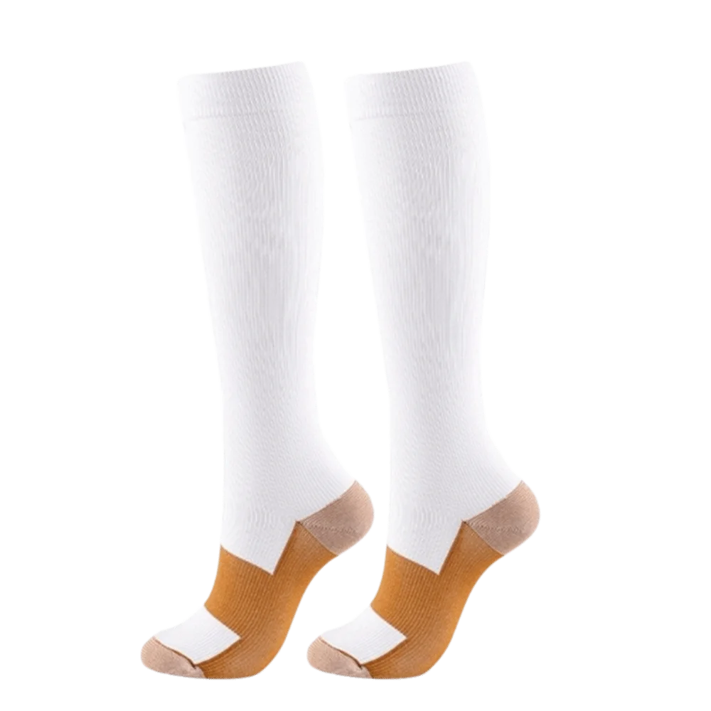 Running Socks Elastic Compression Knee Breathable Men Calf Stockings Qme White S