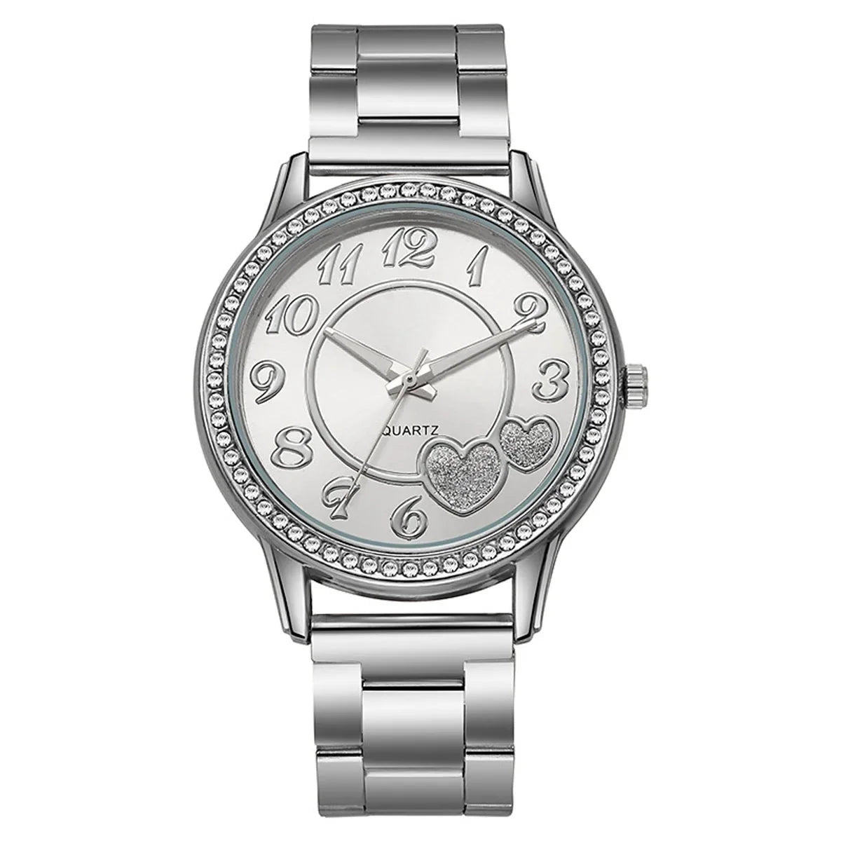 Inlaid rhinestone heart-shaped dial quartz watch, women's strap watch, exquisite dial, clothing accessories Qme style 1