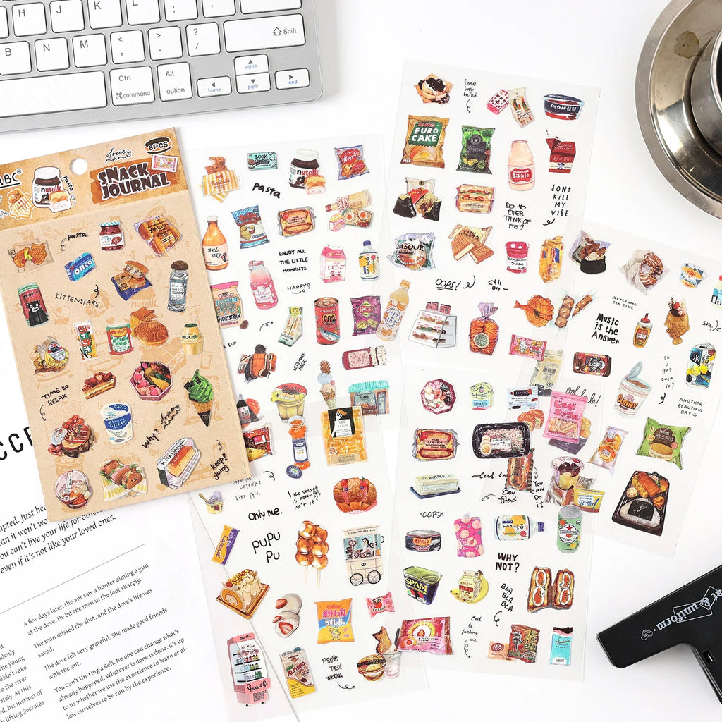 TIANZI 6 sheets Cute Magazine Scrapbooking Stickers Book DIY Junk Journal Material Decoration Album Diary Stationery supplies Qme