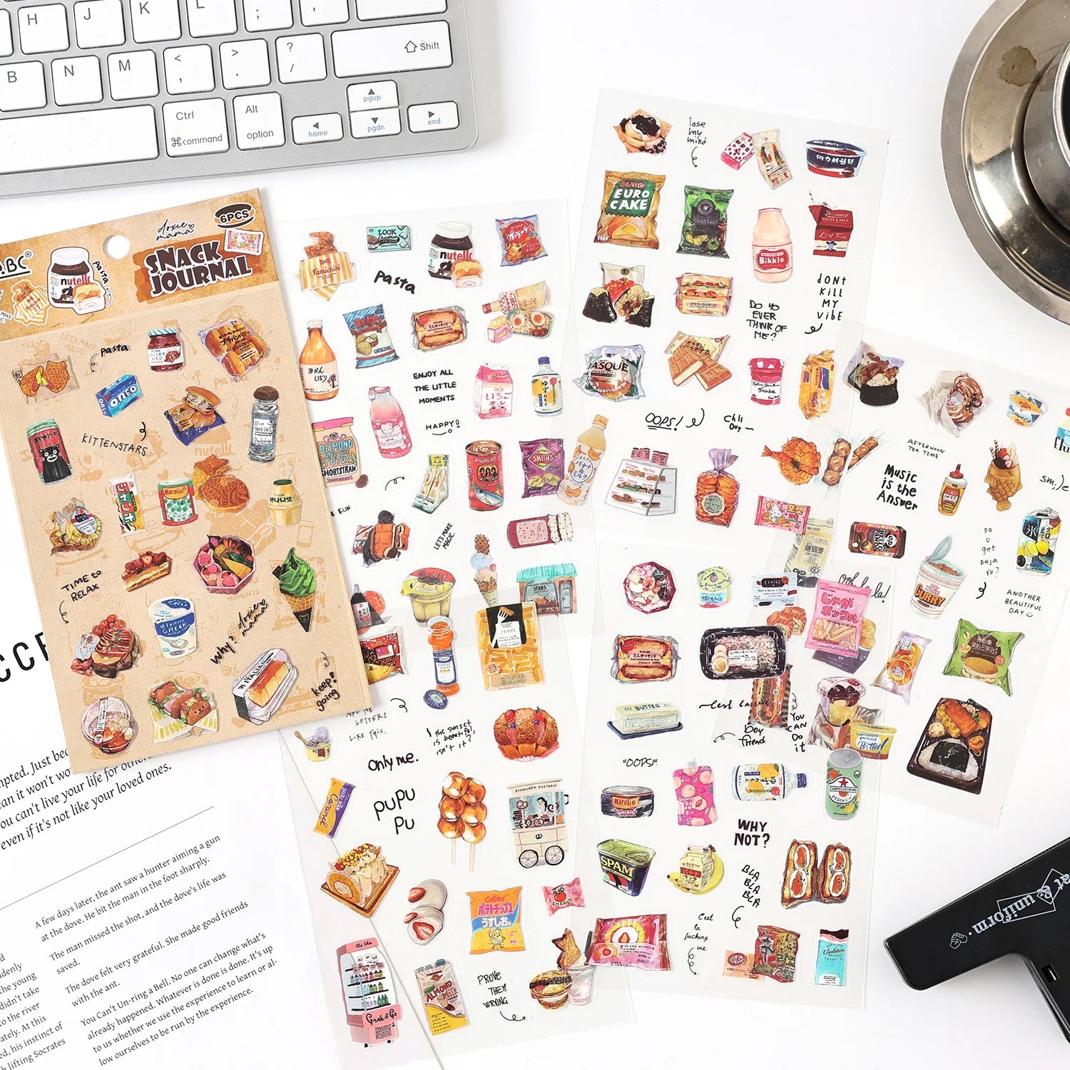 TIANZI 6 sheets Cute Magazine Scrapbooking Stickers Book DIY Junk Journal Material Decoration Album Diary Stationery supplies Qme