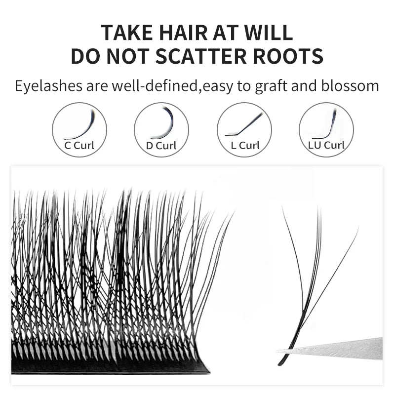 NATUHANA Professional 3D W-shape Eyelash Extensions Individual Lashes Qme