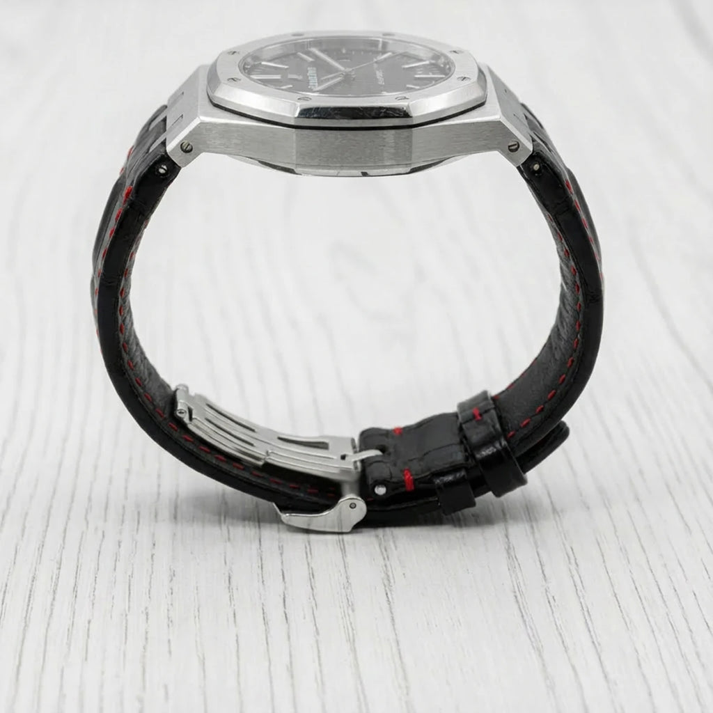 28MM Luxury Cow Leather Watchband for AP Series 15710 15703 15706 26470 26471 26474 Soft 28mm Watch Strap Folding Buckle Qme