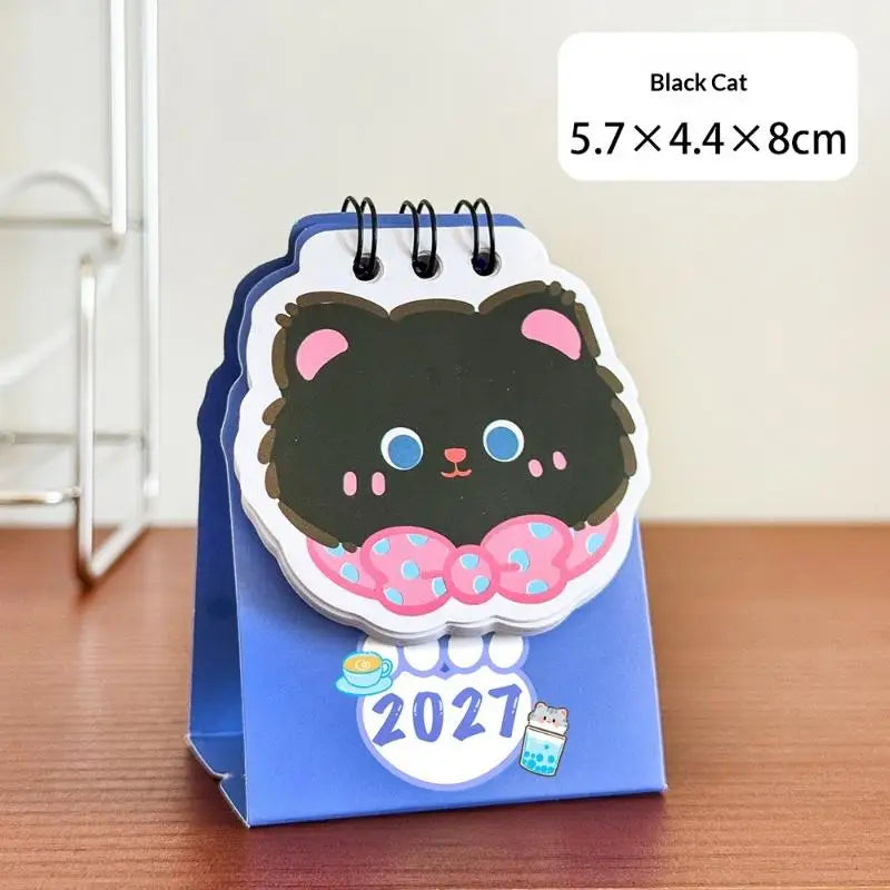 2026 Year Cartoon Cat Desktop Mini Desk Calendar Clock Program Student Qme A1