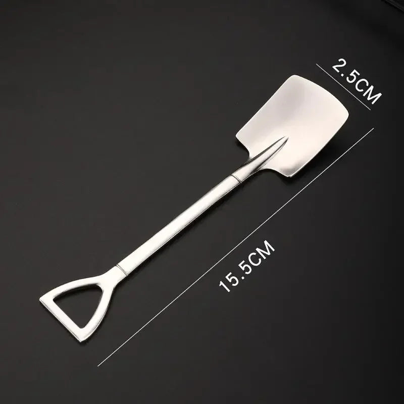 Creative Ice Cream Spoon INS Stainless Steel Shovel Coffee Tea Qme Style B Silver