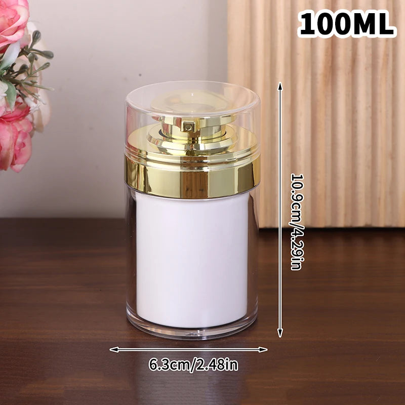 Refillable Vacuum Bottle Travel Cream Lotion Cosmetic Container Pump Qme 100ml Gold