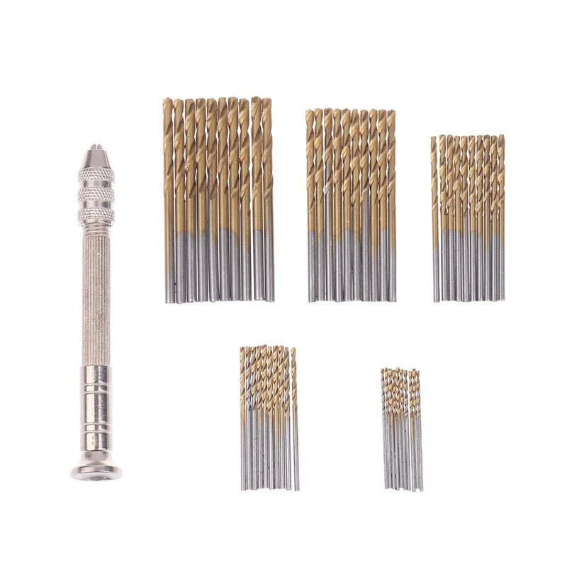 50Pcs Precision Pin Vise Hobby Drill With Model Twist Hand Drill Bits Set High Speed Hole Opening DIY Drilling Tool Qme