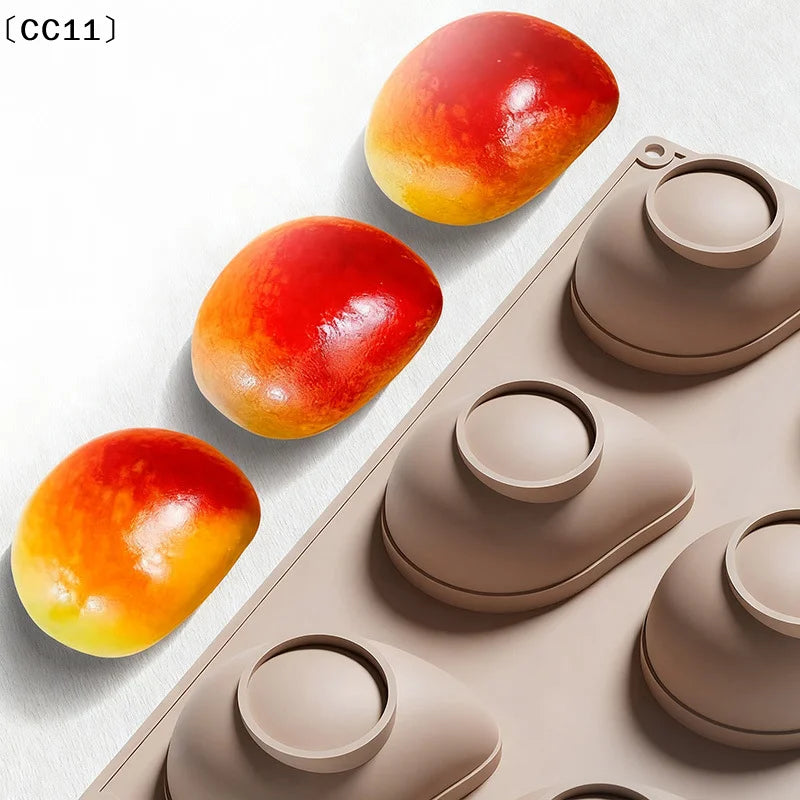 6 12 Cavity Silicone Mold Mango Mousse Cakes Fruit Shaped Chocolate Qme