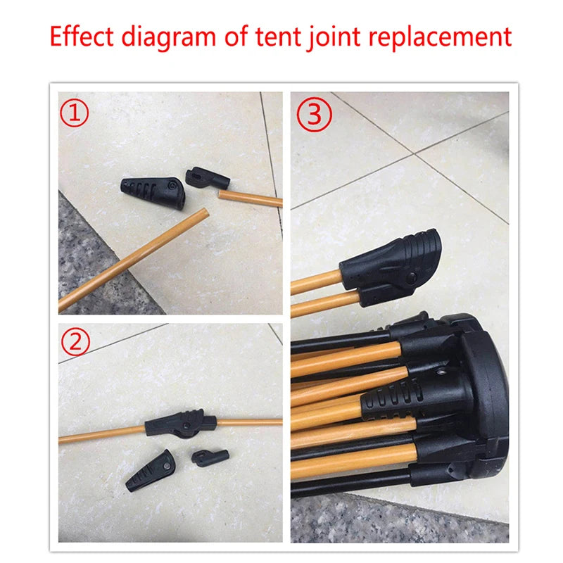 Portable Tent Support Rod Automatic Folding Joint Components DIY Qme