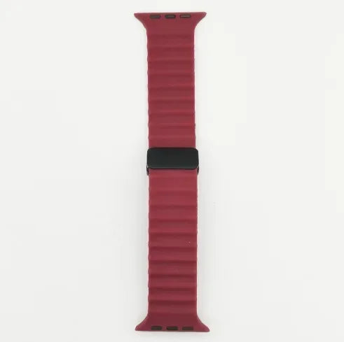 Strap For Apple watch band 49mm 45 44 40 41 38 42mm silicone magnetic buckle bracelet iWatch Ultra series 7 6 3 se 8 9 Ultra 2 Qme Wine Red 38mm 40mm 41mm