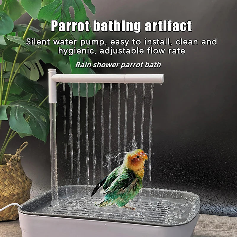 Water Bathtub Shower Fountain Pet Supplies Automatic Parrot Bird Bath Qme