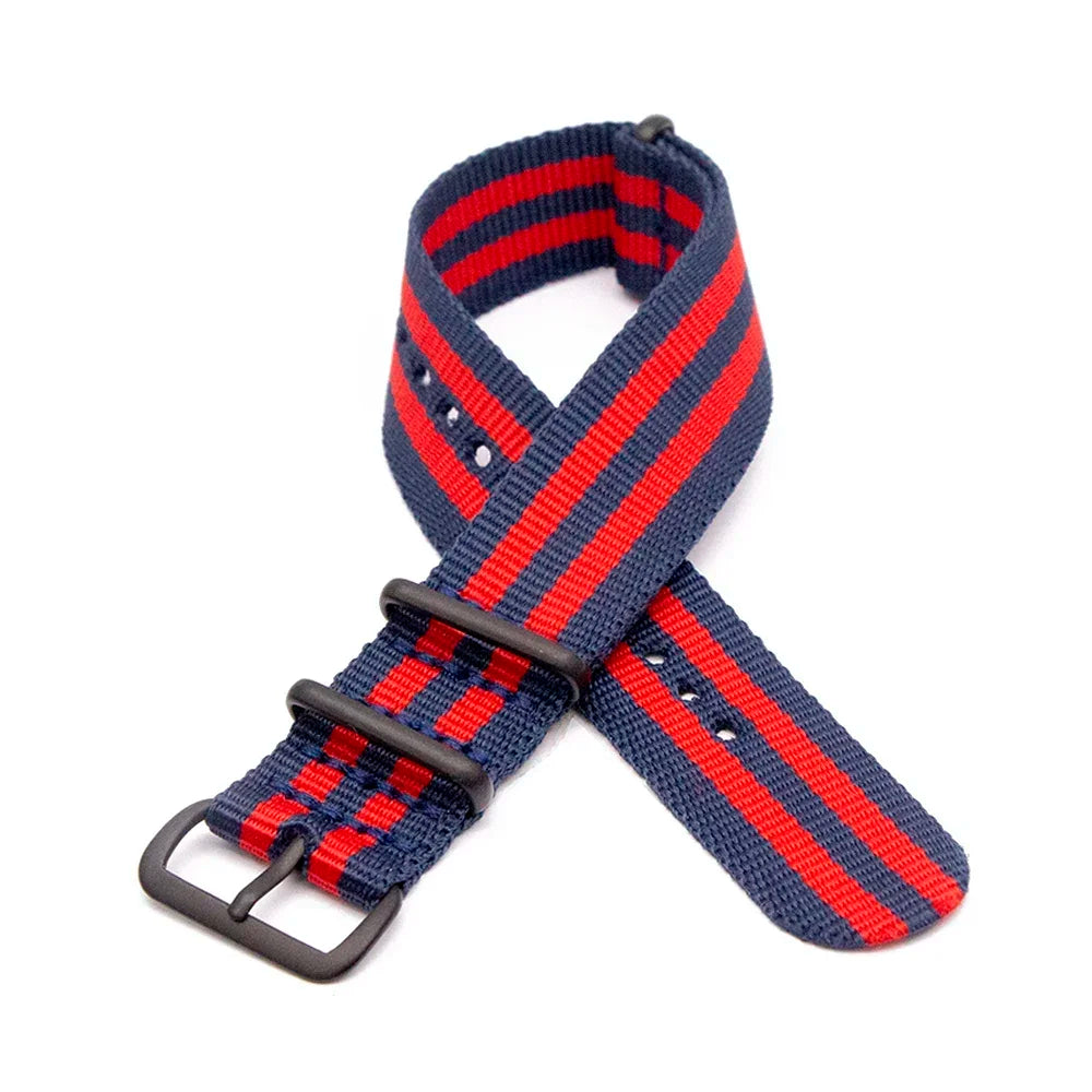 Sports Watch Band Nylon Strap Stainless Steel Black Frosted Buckle