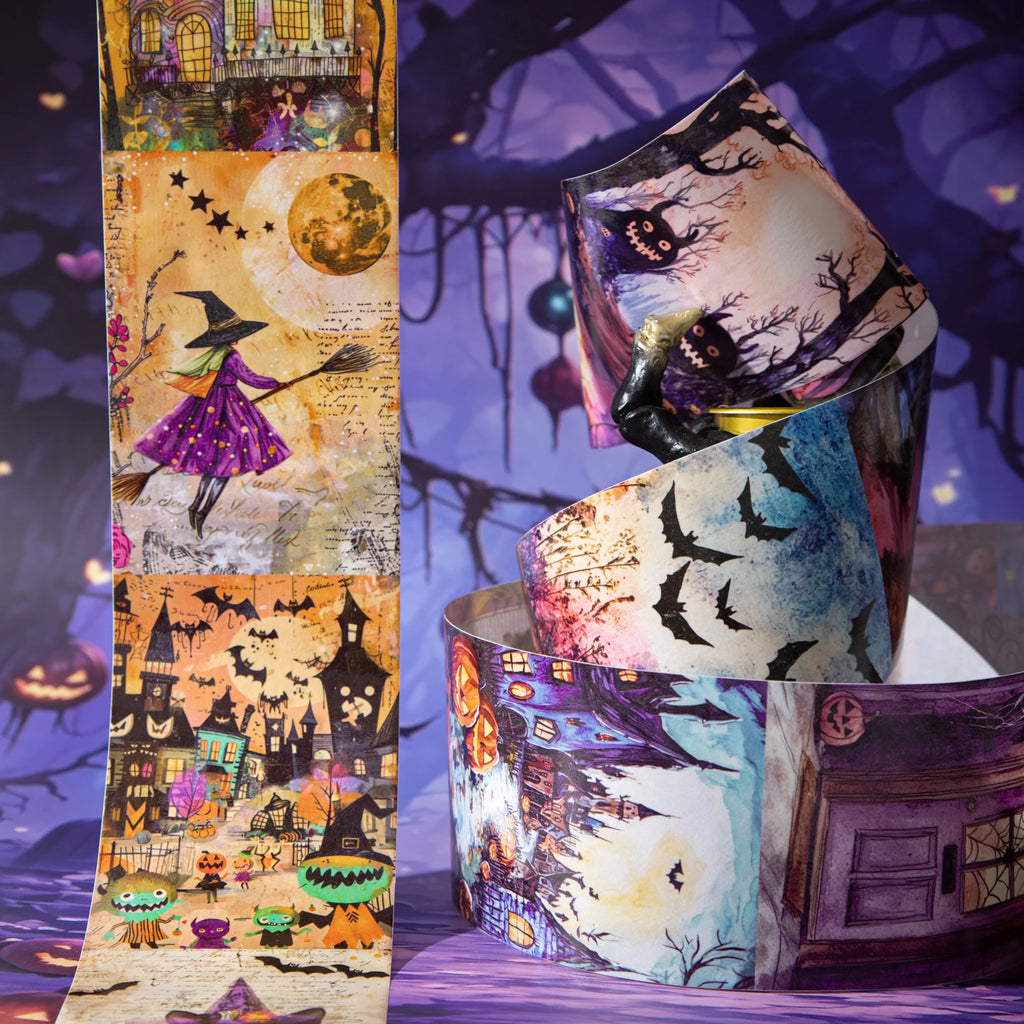 1Roll Halloween Gothic Dark Magic Washi Tape for Scrapbooking DIY, Collage Supplies, Phone Case Notebook Decoration Qme