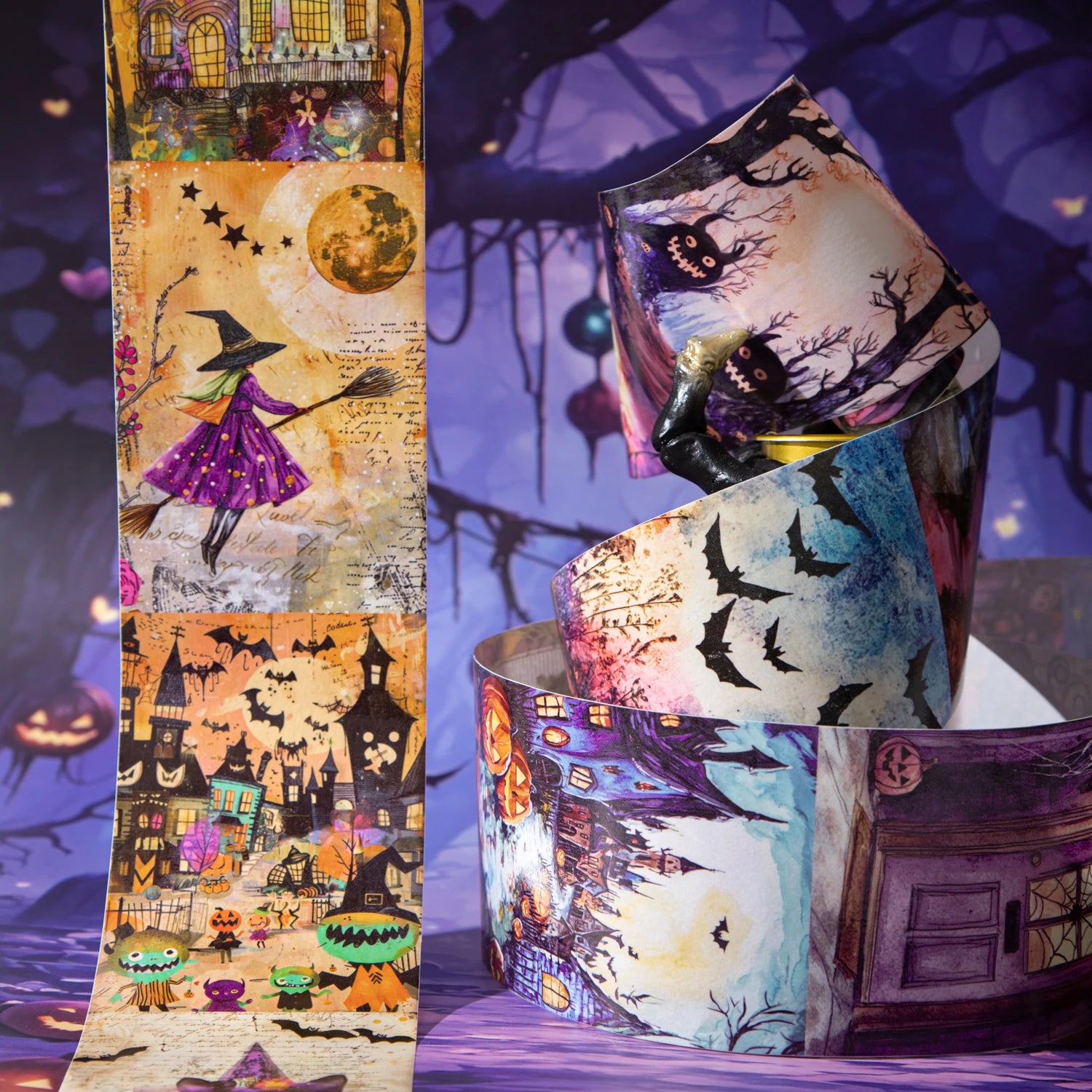 1Roll Halloween Gothic Dark Magic Washi Tape for Scrapbooking DIY, Collage Supplies, Phone Case Notebook Decoration Qme