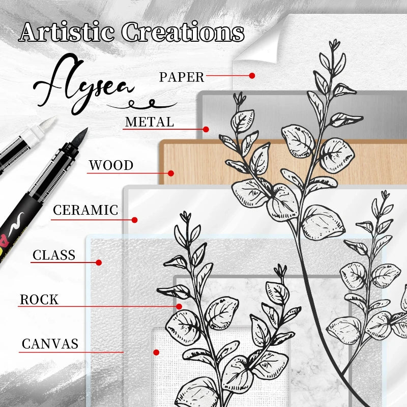 8Pcs Black/White Colors Acrylic Paint Pens Markers Brush Tip Paint Markers for Rock Painting Wood Stone Glass Gift DIY Crafts Qme