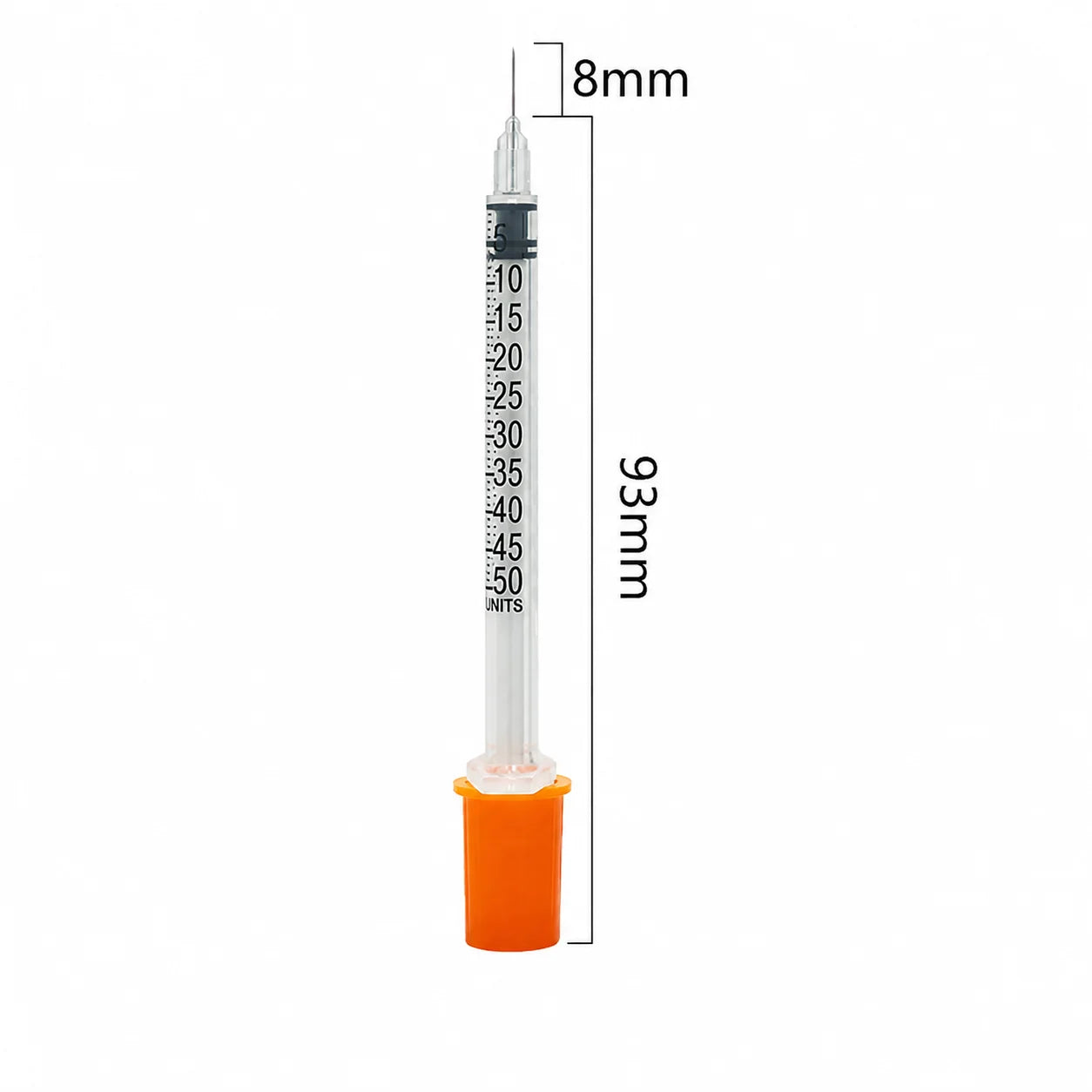 Disposable Plastic Veterinary Syringe 0.5/1ml Sterile Model with Orange Cap Needle for Pet Livestock Feeding and Care Work Qme 0.5ml-31Gx8mm 1 PC
