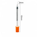 0.5/1ml Plastic Sterile Syringe Orange Cap Needle Design Disposable Veterinary Tool for Pet Care Livestock Breeding Work Qme 0.5ml-31Gx8mm 10 PCS