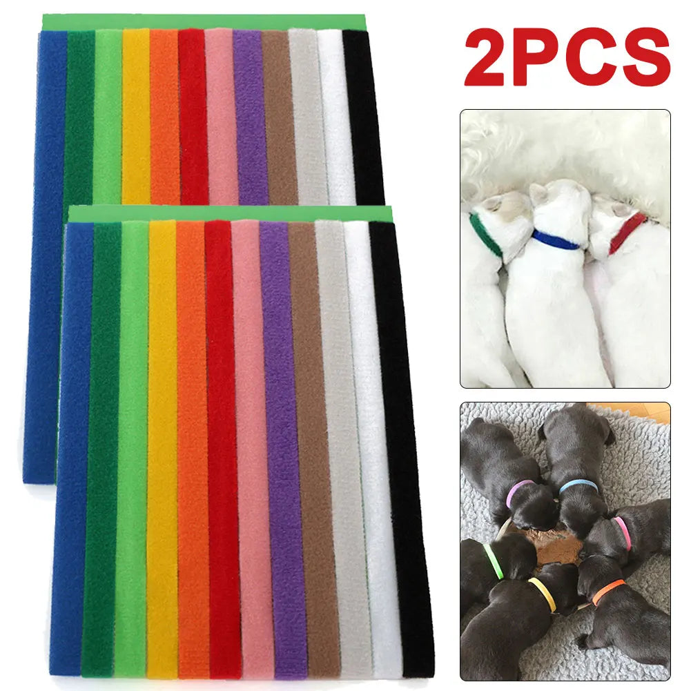 12Pcs Puppy Collars Newborn Puppy Collars Adjustable Kittens Band Hook and Loop Fastener Pet Identification Collars Pet Supplies Qme
