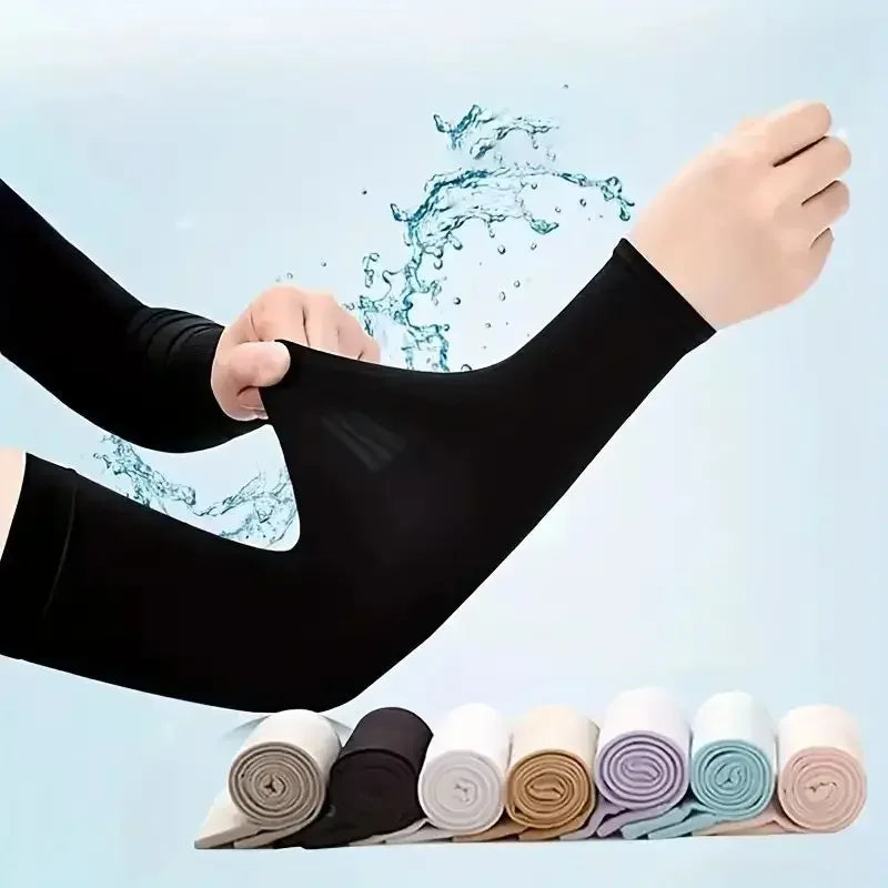 1 Pair Cooling Arm Covers for Men and Women Summer Sun Protection Sunshade Ice Silk Sleeves for Cycling Outdoor Sports Golf Qme