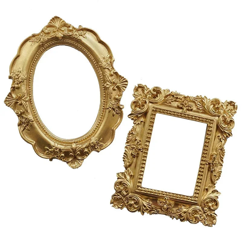 Golden Retro Photo Frame Nail Art Jewelry Decoration Home Decoration Photography Background Shooting Photo Props Qme