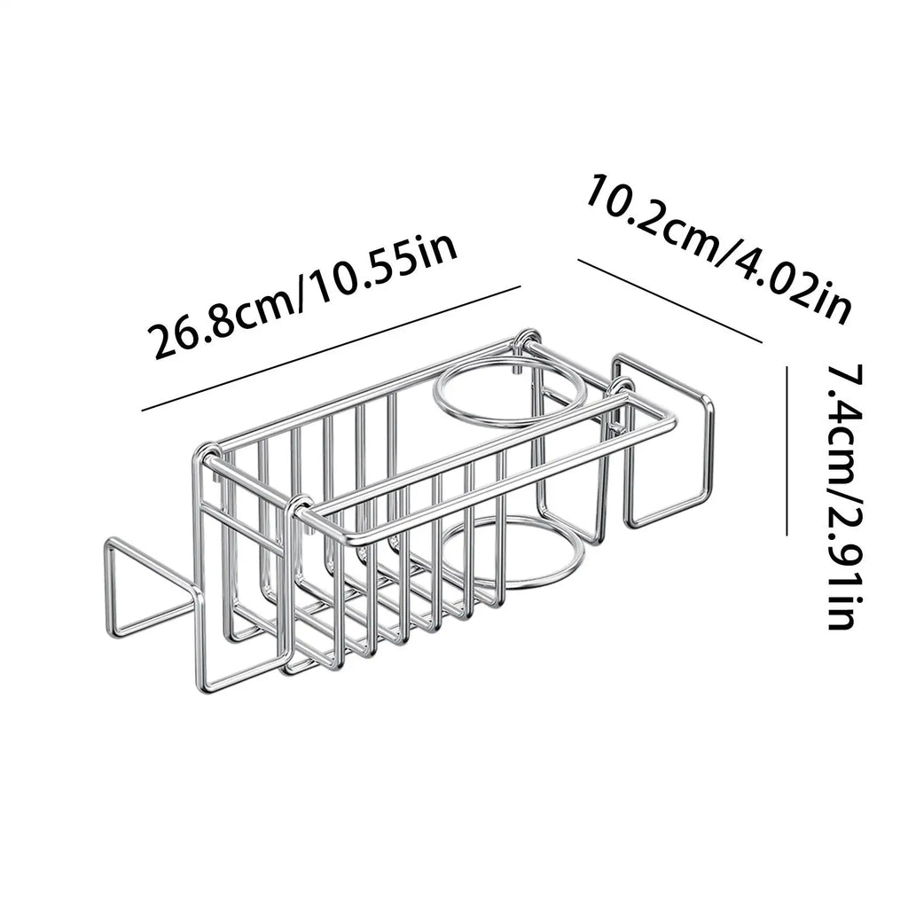 Sink Sponge Holder Wall Mounted Stainless Steel No-drill Rack Brush Qme
