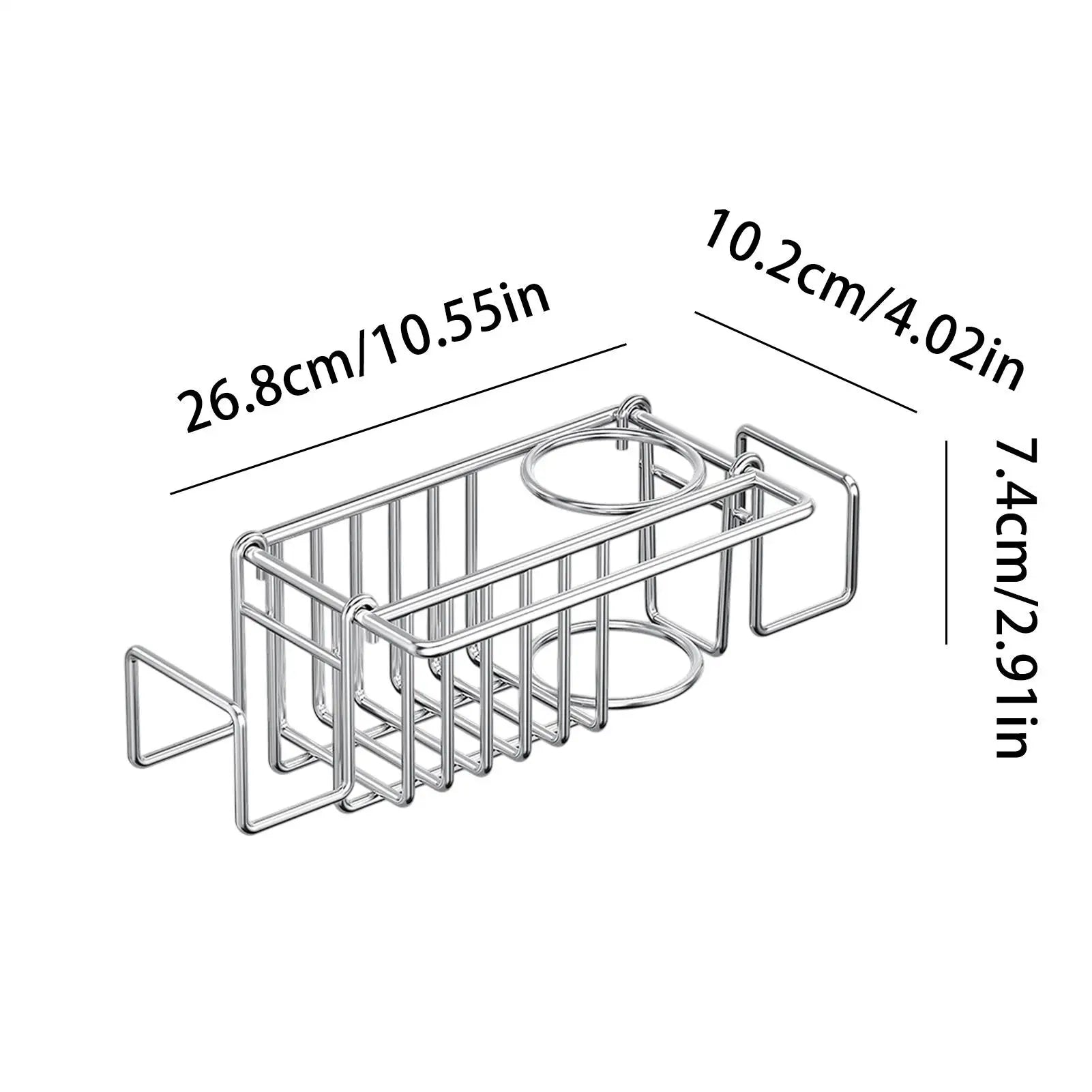 Sink Sponge Holder Wall Mounted Stainless Steel No-drill Rack Brush Qme