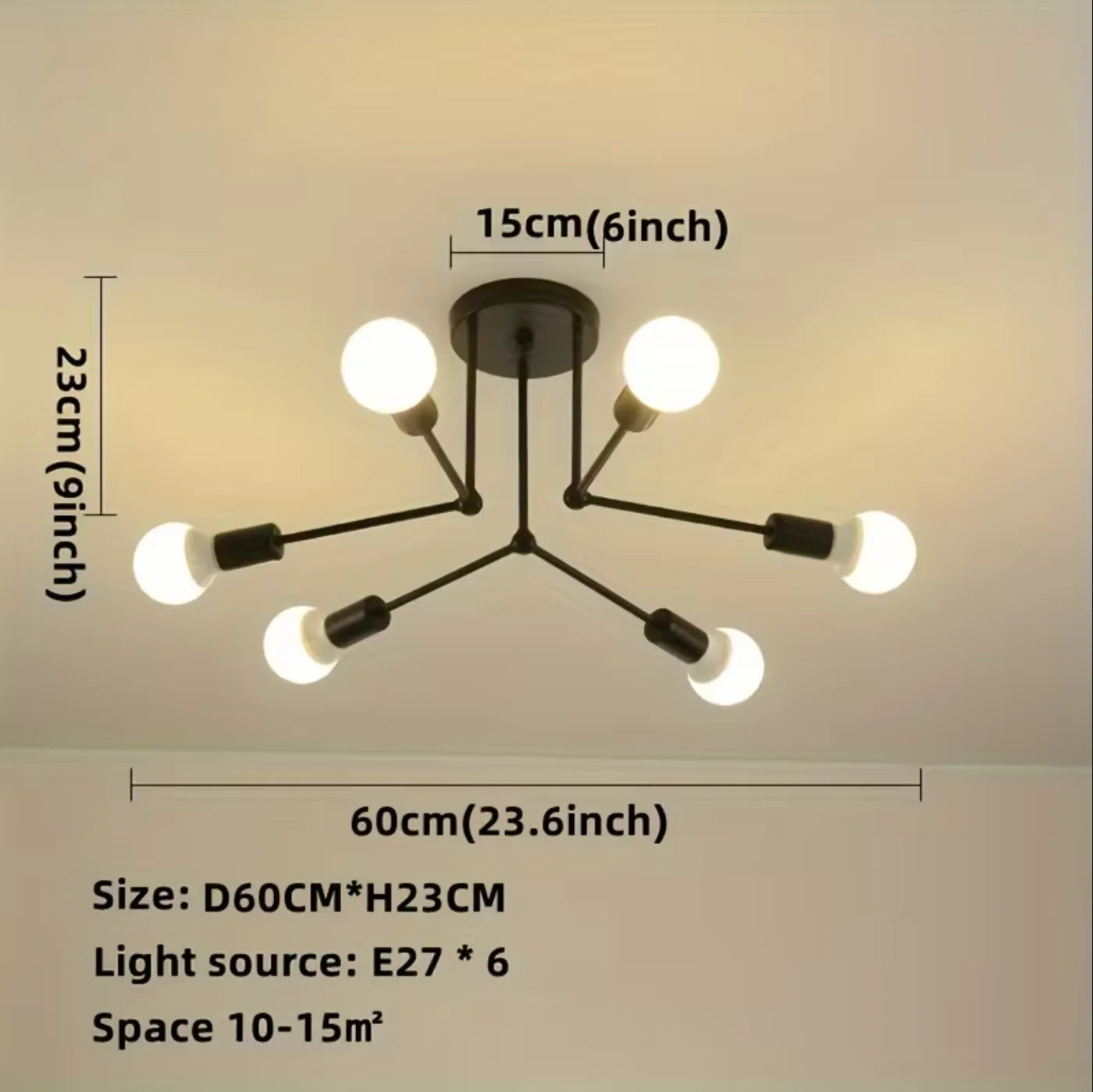 Modern Led Spider Ceiling Lighting Industrial Iron Black/Golden Nordic Minimalist Home Decoration Living Room Dining Room Ceilin Qme Black