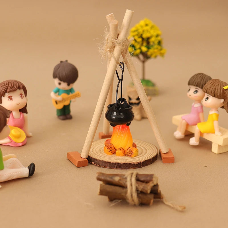 Micro Garden Landscape Ornament 1 12 DIY Miniature Dollhouse Campfire Qme