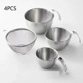 1 2 3 Stainless Steel Mixing Bowl Scale Handle Filter Multi Qme 4PCS
