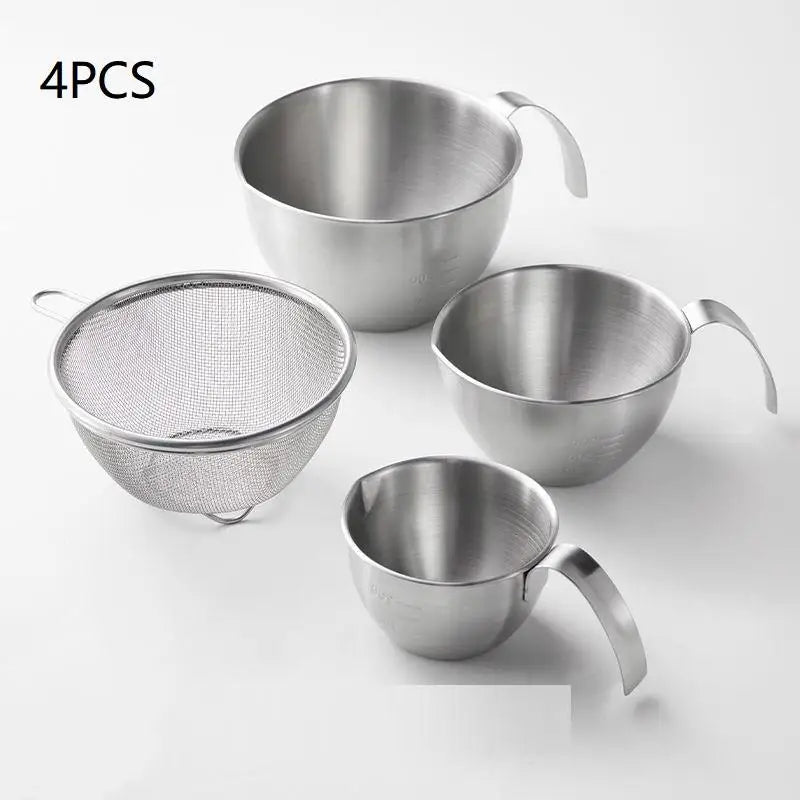1 2 3 Stainless Steel Mixing Bowl Scale Handle Filter Multi Qme 4PCS