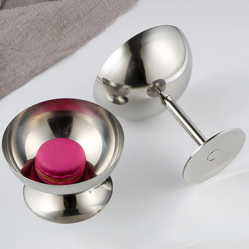 Stainless Steel Goblet Cup Durable Ice Cream Dessert Salad Bowl Fruit Qme