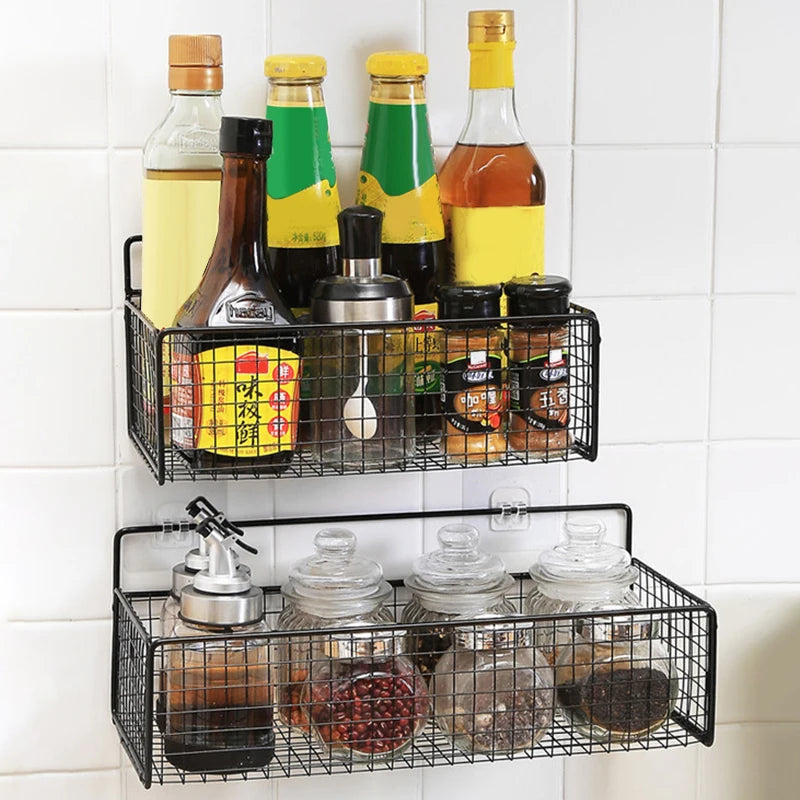 Kitchen And Bathroom Storage Rack No Drilling Required Wall-Mounted Storage Rack Qme
