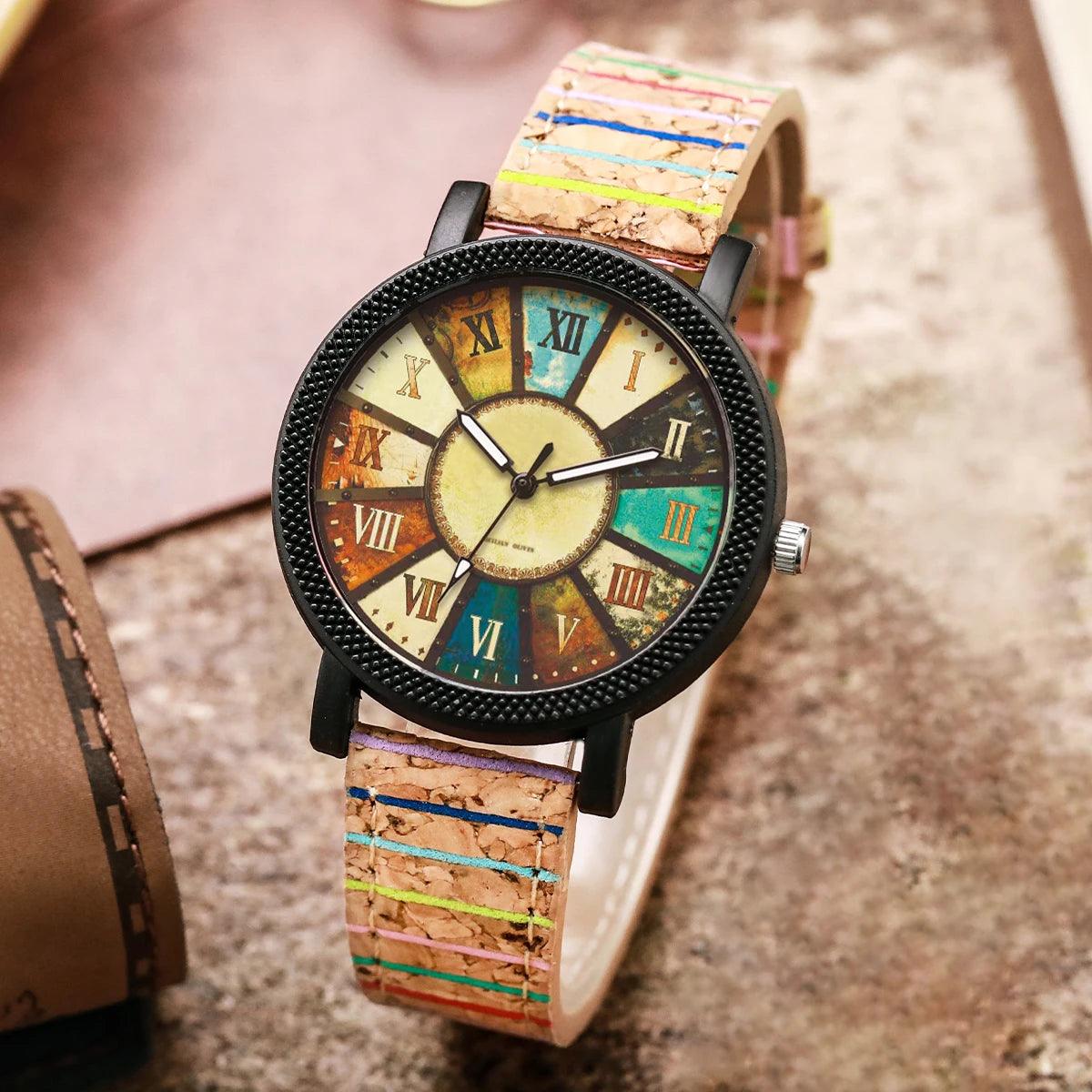 2 Pçs/set Relógios Femininos Casual Pulseira De Couro Feminino Analógico Relógio De Quartzo (Sem Caixa) Qme