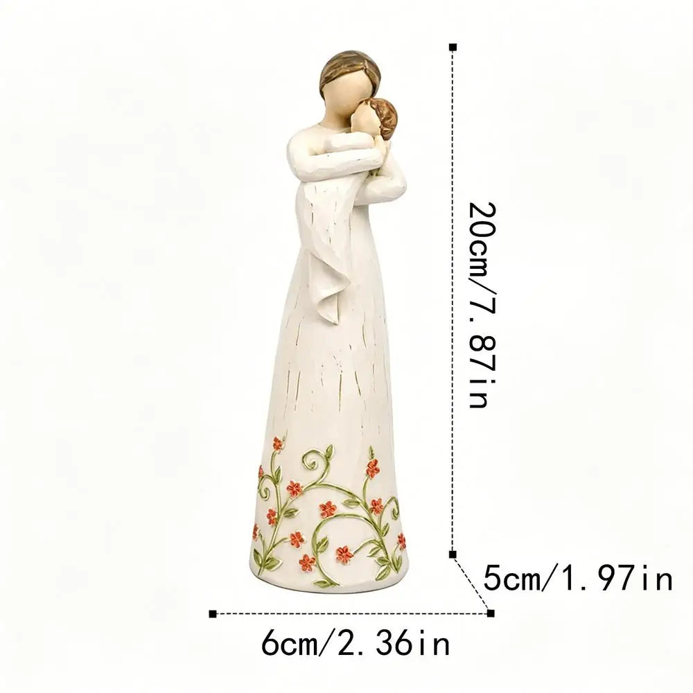 Mom Daughter Figurine Resin Home Accent Statues Mother Child Hugging Qme White China Mainland