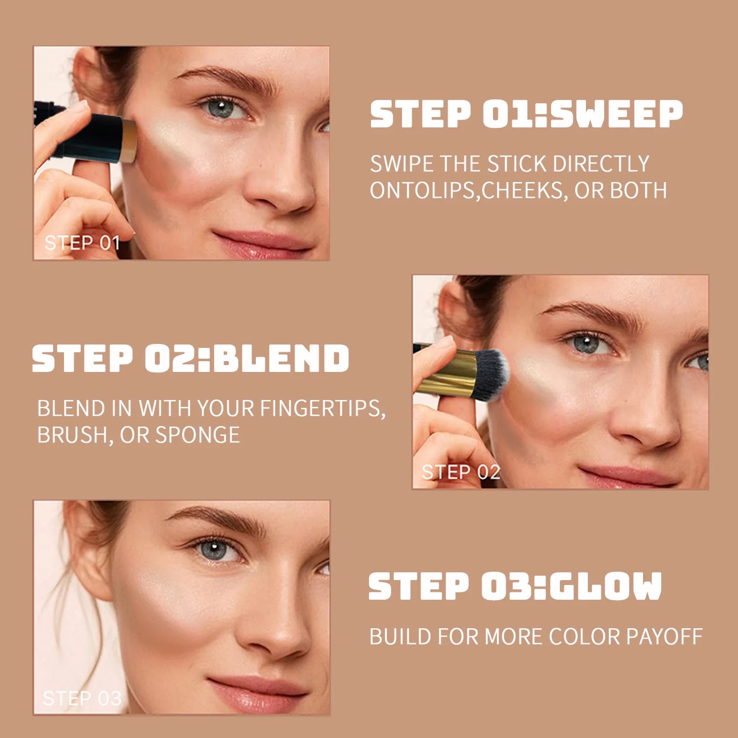 Dual-tone Highlighter Contour Stick Brightening Shading Waterproof Qme