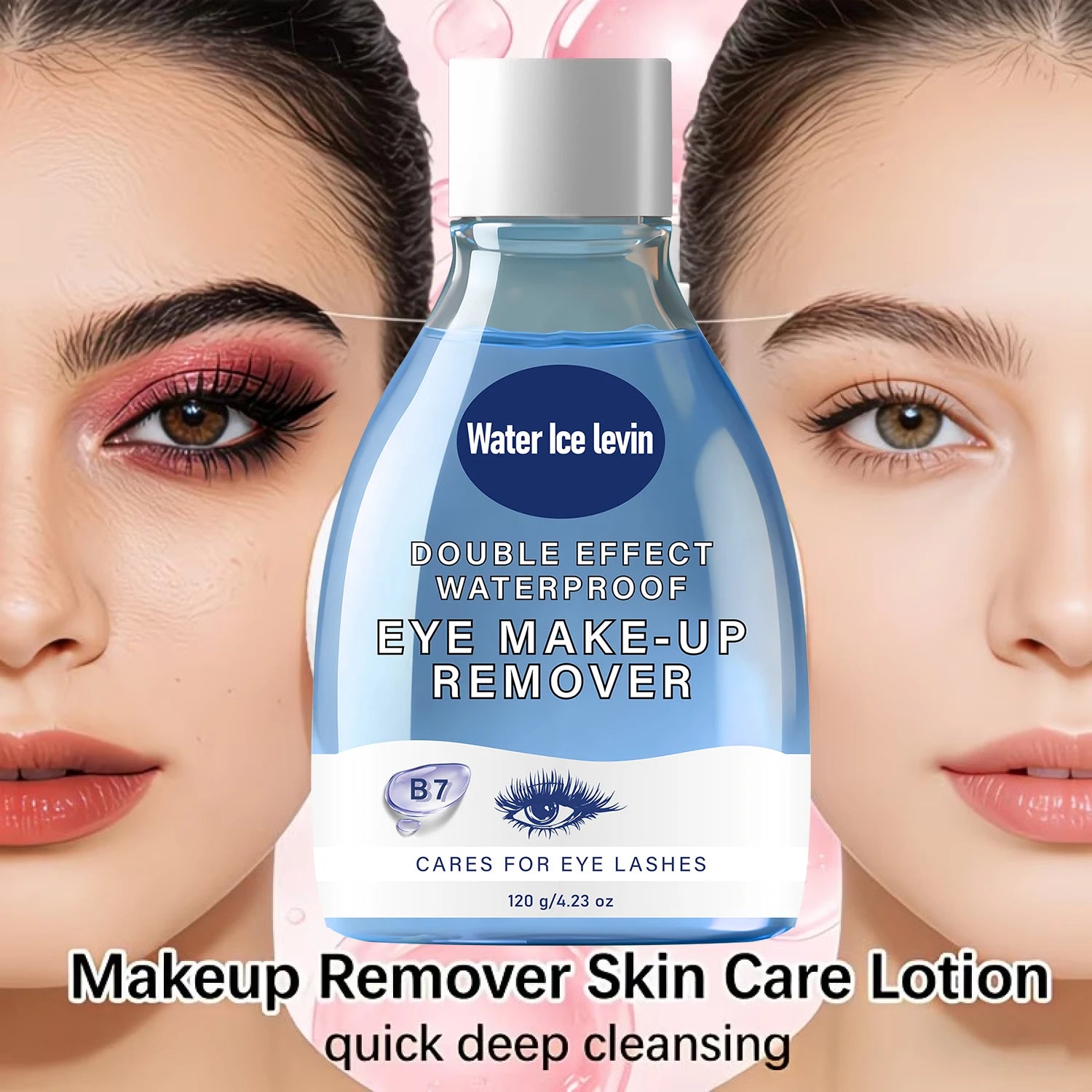 Double Effect Eye Makeup Remover with B7 & Collagen, Gentle on Lashes & Waterproof Qme