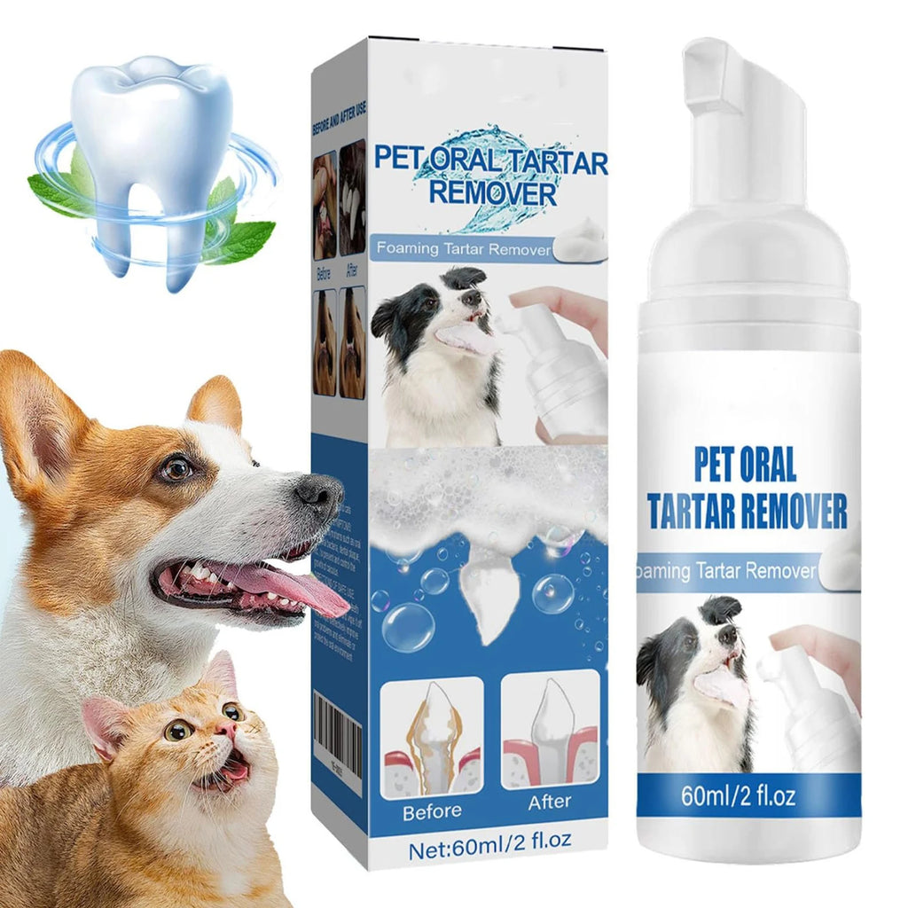 60ml Pet Oral Tartar Remover Spray Pet Oral Foam Cleaner Dogs And Cats Oral Cleanse Foams for Dogs & Cats Support Healthy Gums Qme