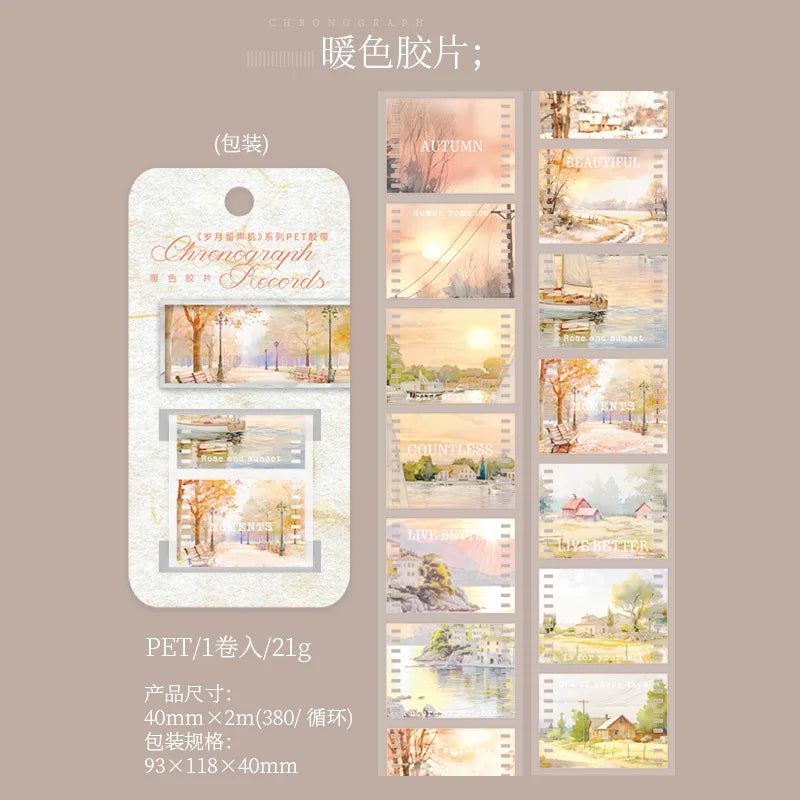 40mm*2m INS Landscape Aesthetic Stationery PET Tapes Stickers for Scrapbooking Supplies Journals Planner Decorative Masking Tape Qme D