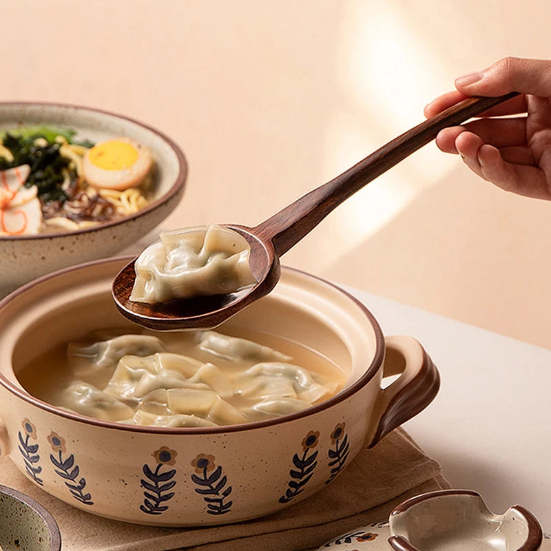 Long Handle Ramen Wooden Spoon Home Large Soup Ladle Japanese Kitchen Qme