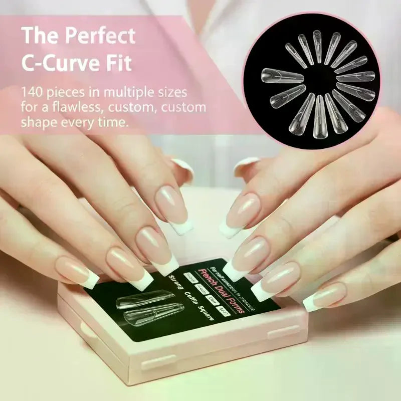 Square Almond Dual Nail Forms French Extension Mold Fast Reusable Qme